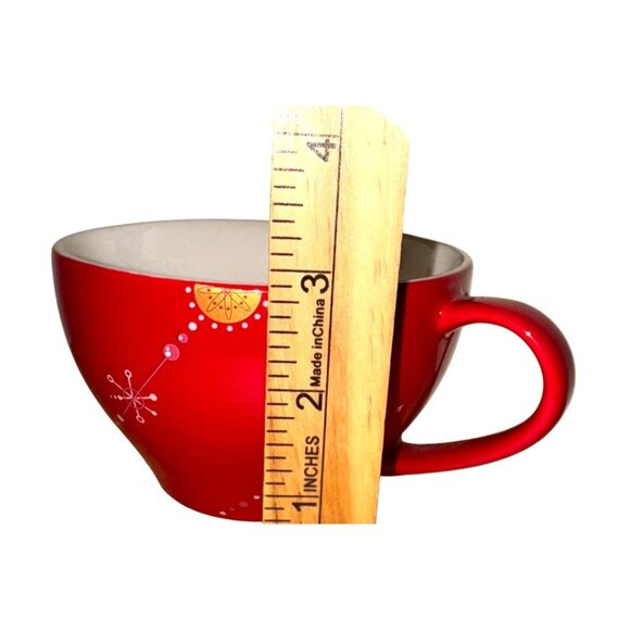 Starbucks Red Christmas Ceramic Mug With Snowflake & Tree Design - 12 Oz - Picture 4 of 5